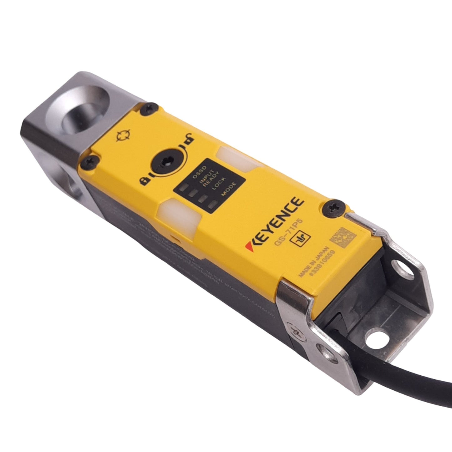 Used Keyence GS-71P5 Safety Interlock Switch, 150mA PNP Out, 2000N, 24VDC, 5m Cable