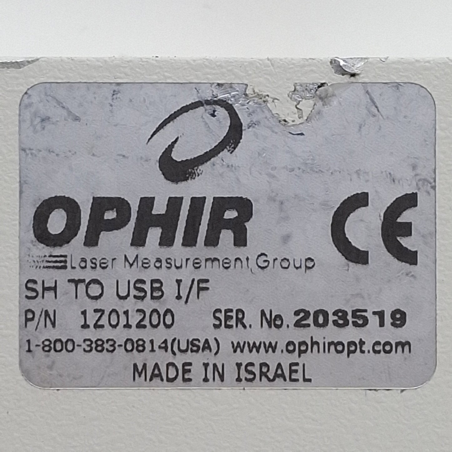 Used Ophir 1Z01200 Smart Head Laser Power Sensor to USB Interface, USB-B to DB15