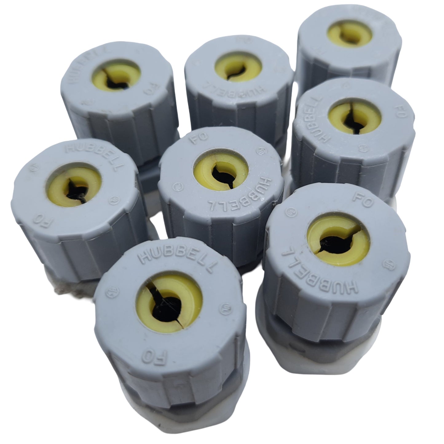 Used Lot of 8 Hubbell HJ1006GPK25 783585022987 Mini Nylon Cord Connector Hub 3/8" NPT