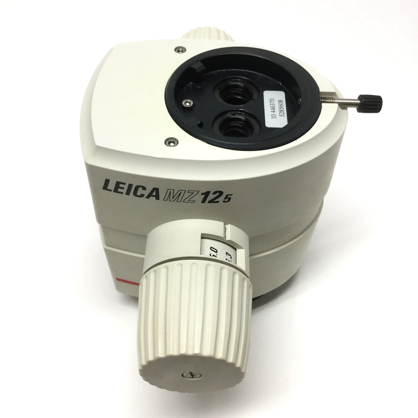 Used Leica 10446370 MZ12.5 Stereo Microscope Body Optics Carrier 0.8X to 10X Zoom Mag