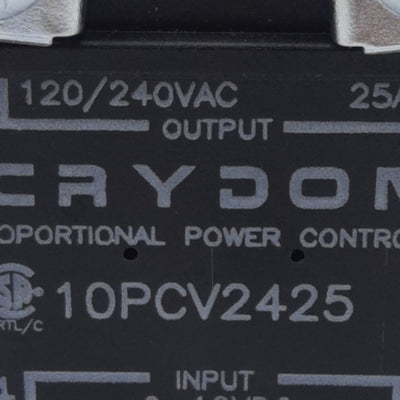 New Crydom 10PCV2425 Solid-State Relay, SPST-NO, 2-10VDC In, 25A 120/240VAC Out