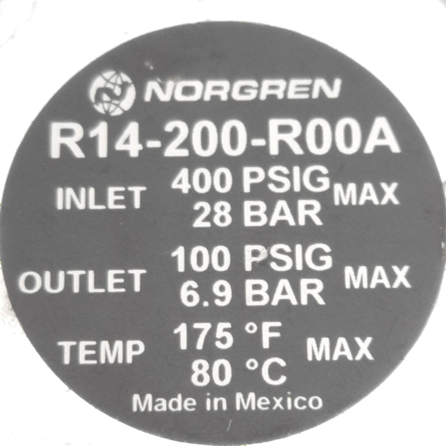 New Norgren R14-200-R00A Pressure Regulator 400psi In, 100psi Out, 12scfm, 1/4in PTF