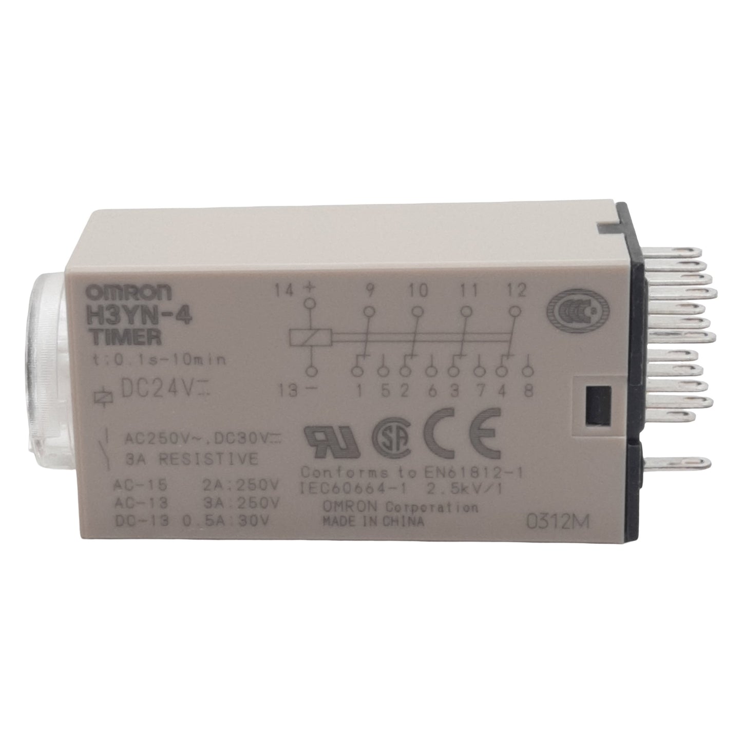 New Omron H3YN-4 Solid-State Timer, 0.1s-10min, 4PDT, 24VDC, 14-Pin Plug In