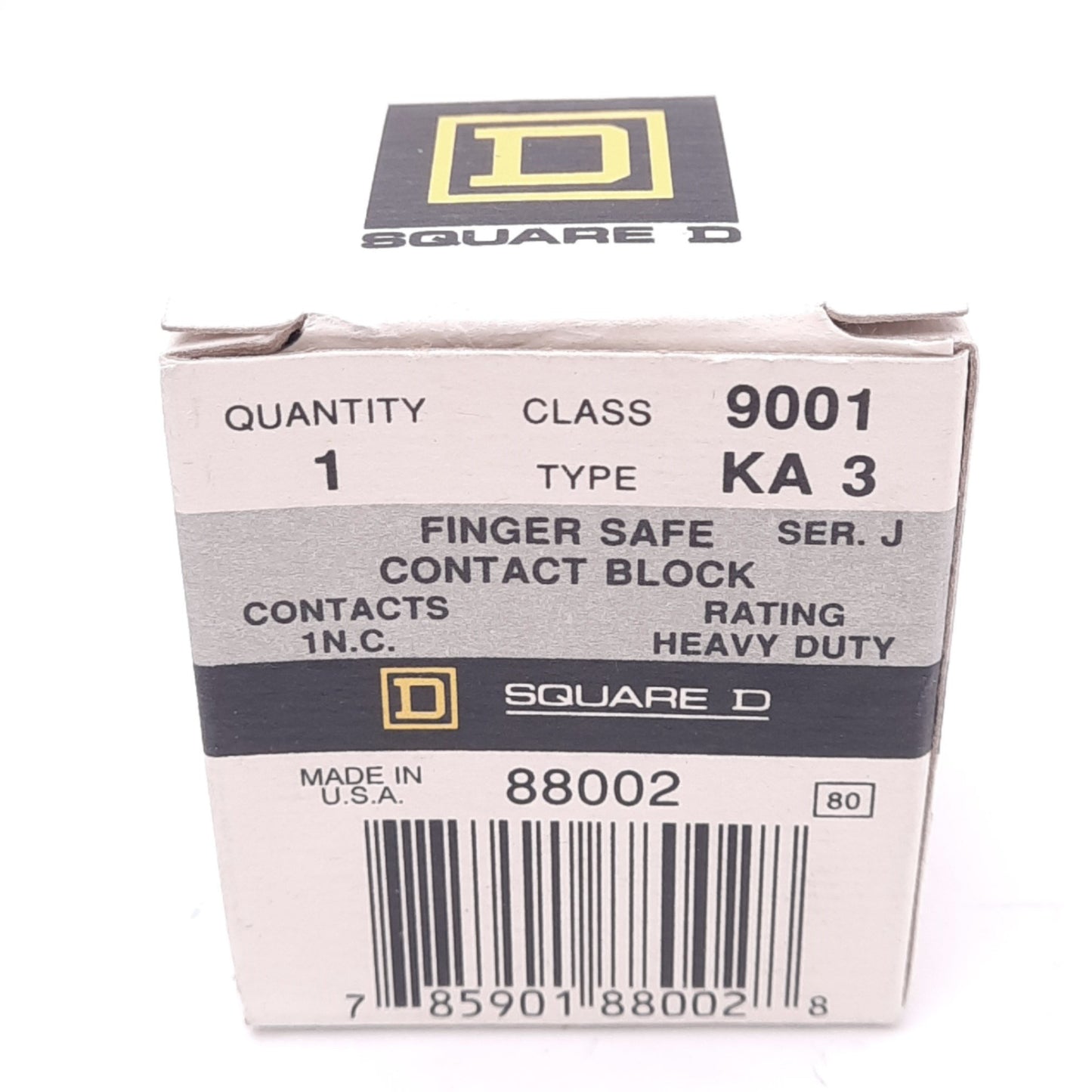 New Square D 9001KA3 Contact Block for 30mm Button, 1 Normally Closed, 600V 10A Max