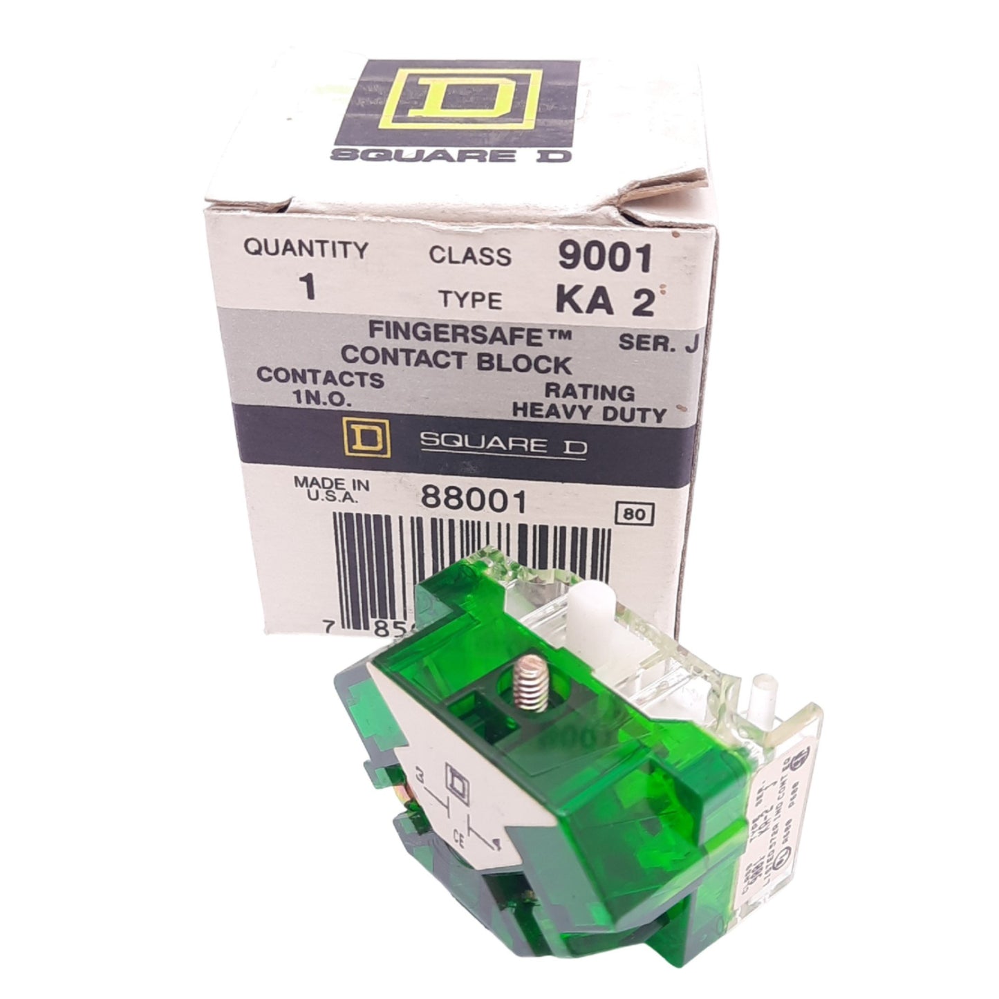 New Square D 9001KA2 Contact Block for 30mm Button, 1 Normally Open, 600V 10A Max