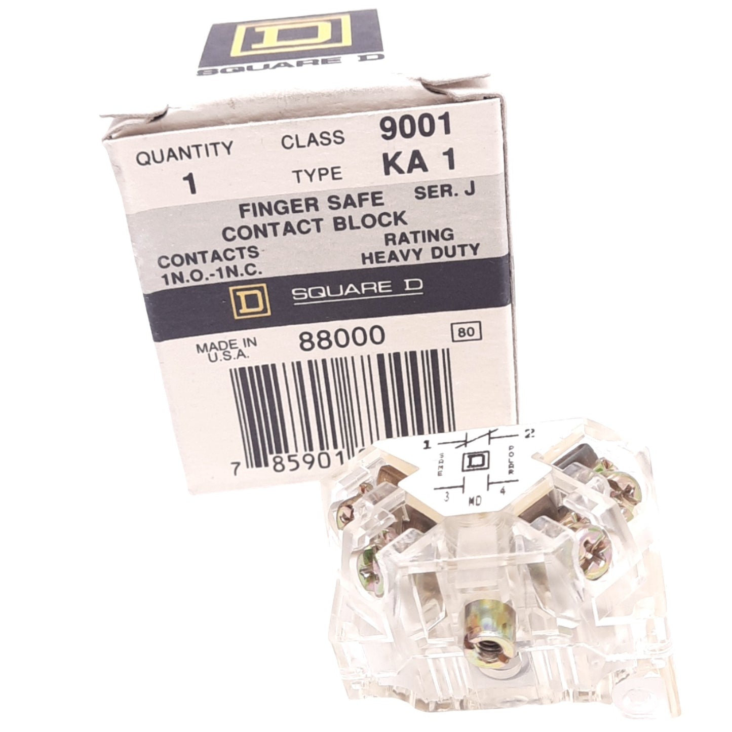 New Square D 9001KA1 Contact Block for 30mm Button, 1N.O. + 1N.C., 600V 10A Max