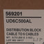 New nVent Eriflex UD6C500AL Distribution Block, 1-Pole, 380A 1000VAC/VDC, 1/6-Cable