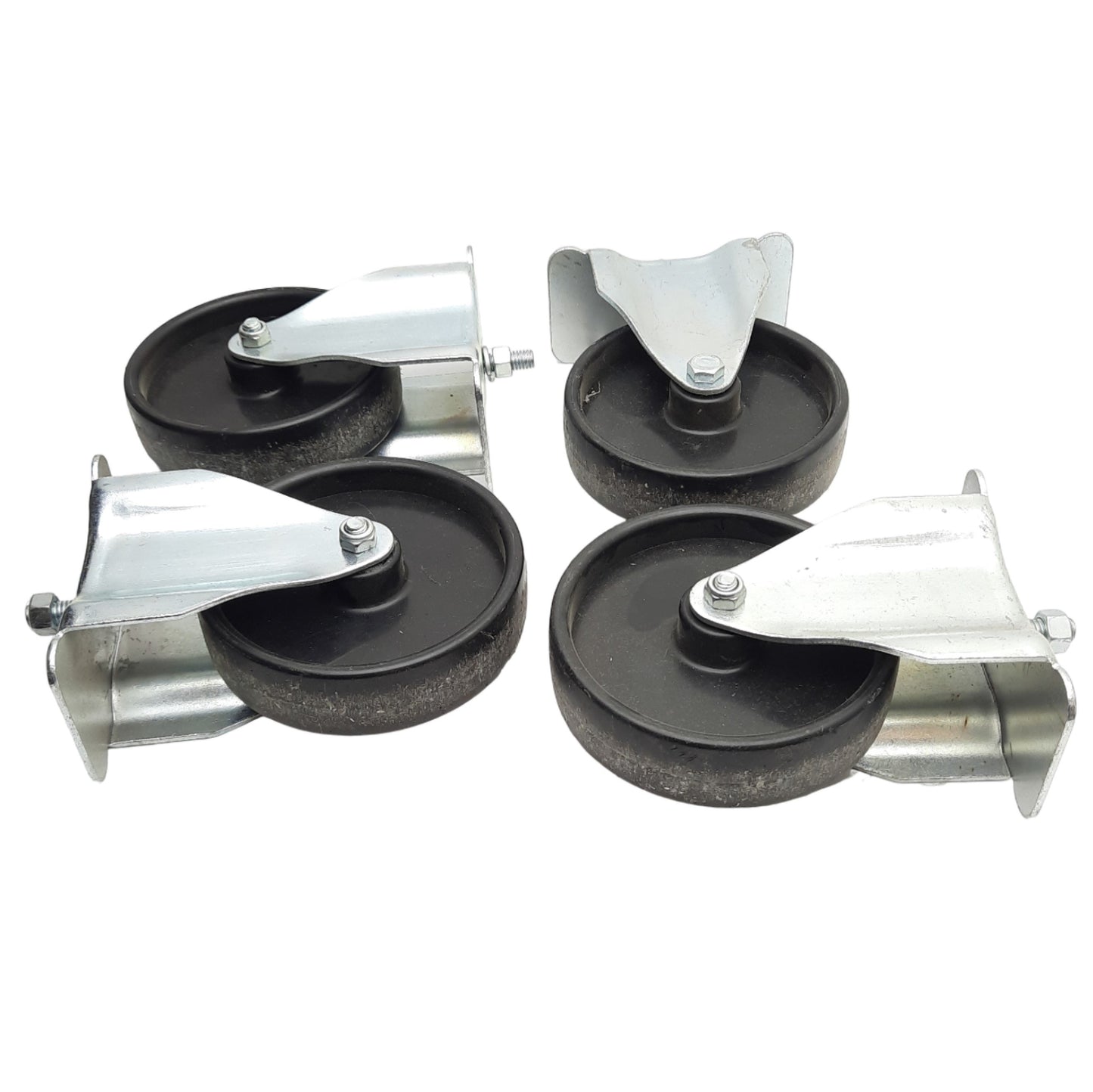 Used Lot of 4 Rigid Stem Mount Casters, ø4.5in x 1.3in Phenolic Wheel, 3/8-16 Thread