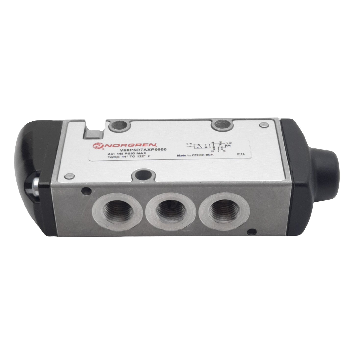 Used Norgren V60P5D7A-XP0900 Air Pilot Valve, 5/2-Way, 1/8in NPT, 26scfm, -13~145psi