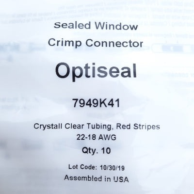 New Lot of 2 Optiseal 7949K41 Butt Connector Clear Tube Red Stripes 22-18AWG