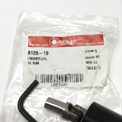 Used Ace Glass 8126-19 Swivel Coupling for Ø19mm Stir Stick, Ø3/8" Motor Shaft