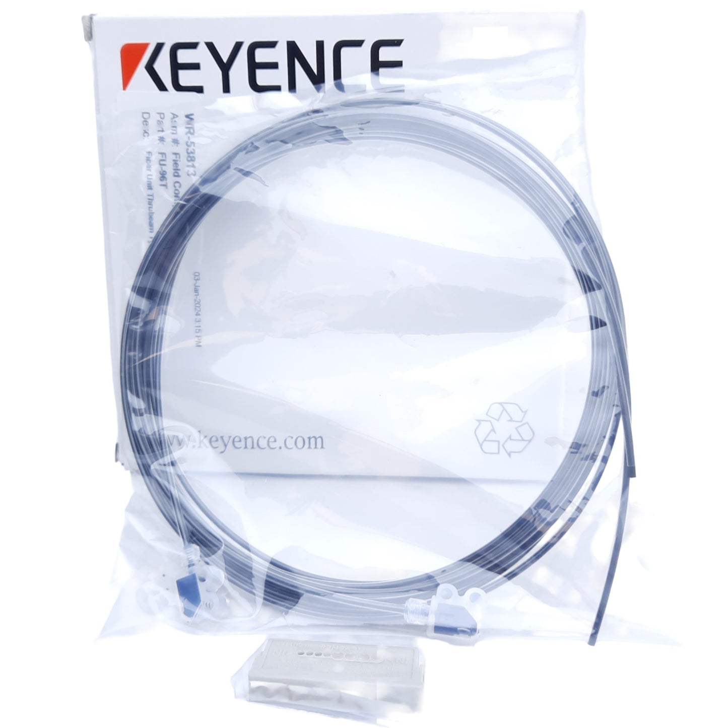 New Keyence FU-96T Fiber Unit Thrubeam Type w/ Fiber Cutter, Lens ø2.8mm, 2m