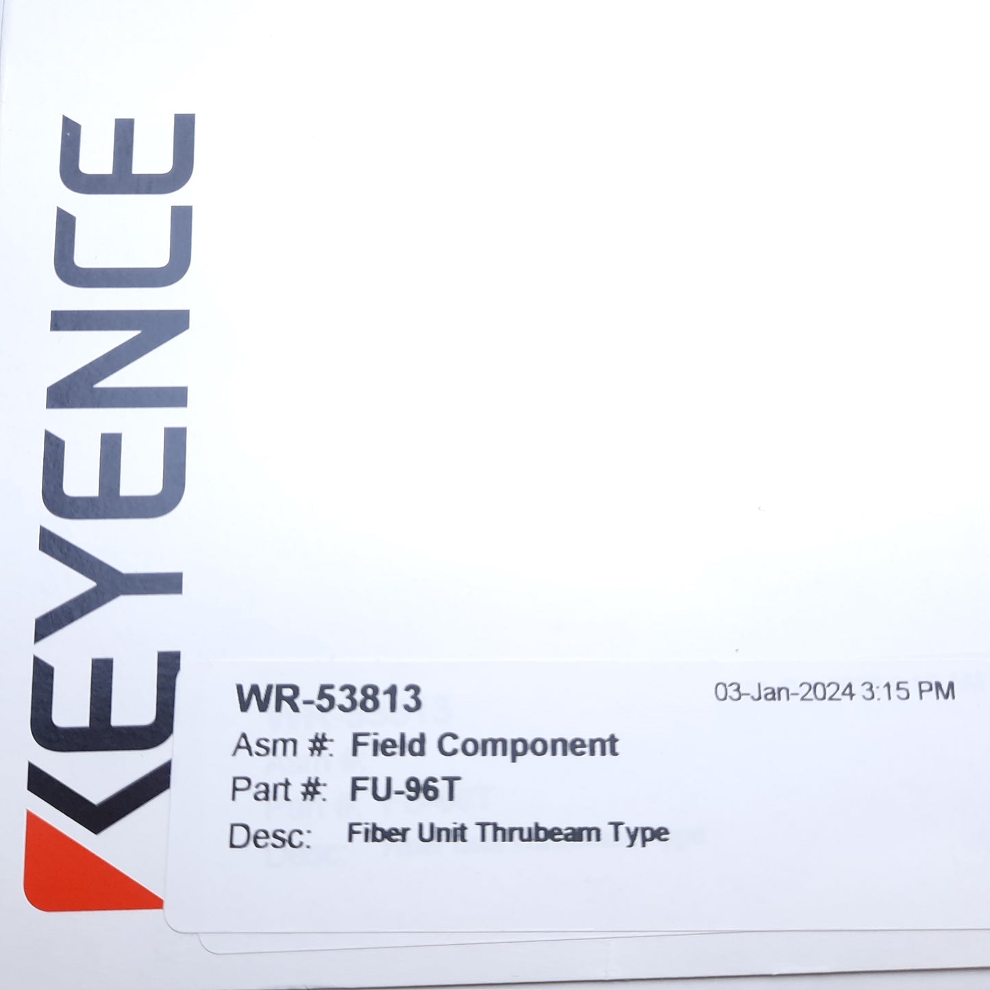 New Keyence FU-96T Fiber Unit Thrubeam Type w/ Fiber Cutter, Lens ø2.8mm, 2m