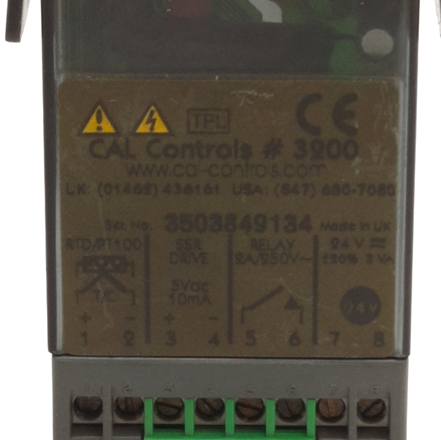 Used CAL Controls 320050 3200 Temperature Controller PID 1/32 DIN, TC/RTD, 24V AC/DC