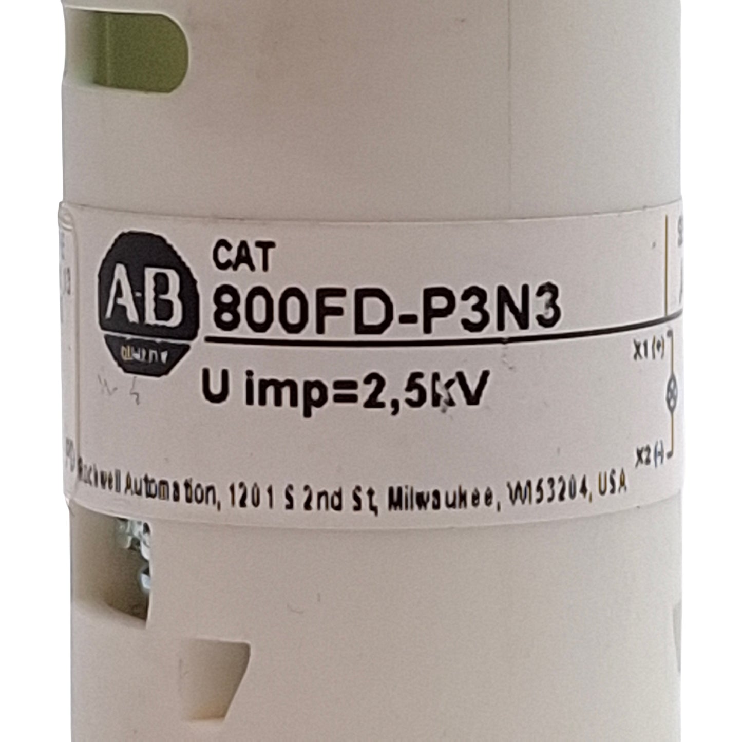 Used Lot of 2 Allen Bradley 800FD-P3N3 Green LED Pilot Light, 22mm, 24VAC/DC