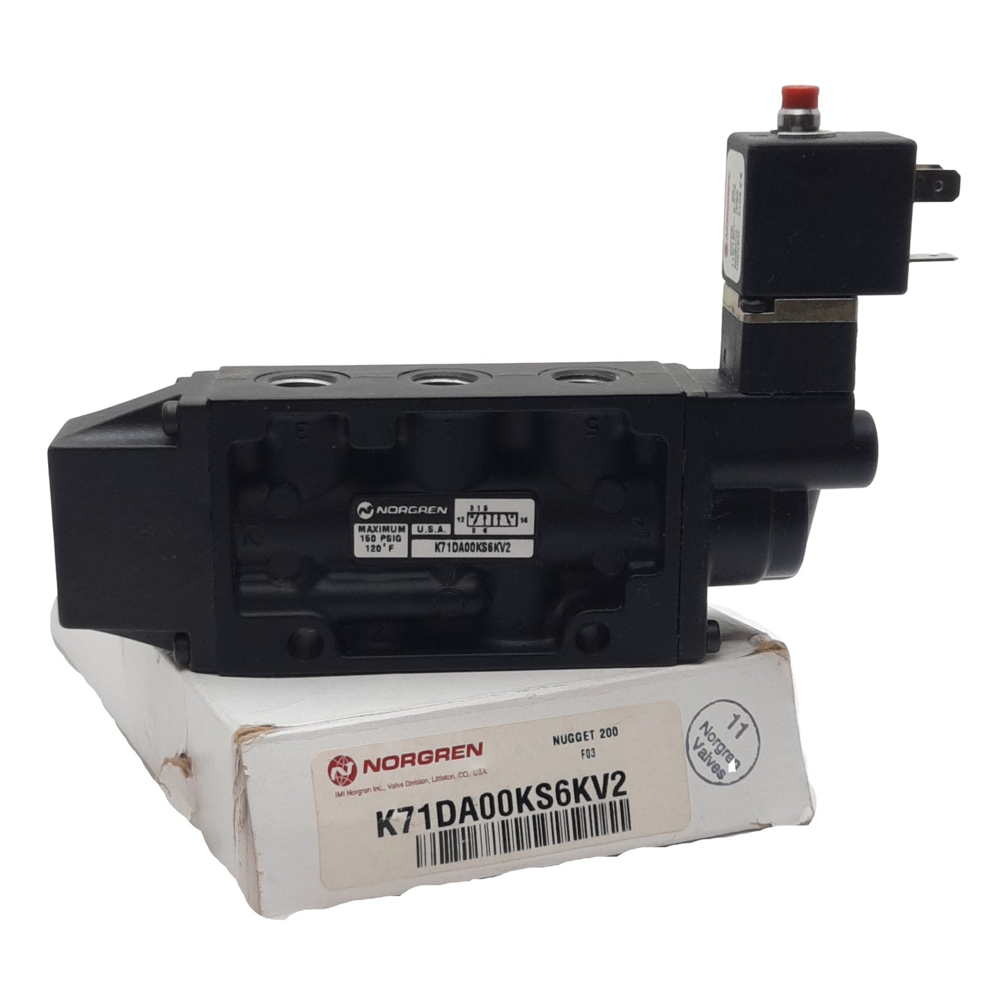 New Norgren K71DA00KS6KV2 Solenoid Valve 5/2-Way 1/4" NPT, 35-150psi 110/120VAC Coil