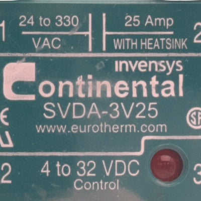 New Continental SVDA-3V25 Solid State Relay 24-330VAC, 25A, 4-32VDC Control
