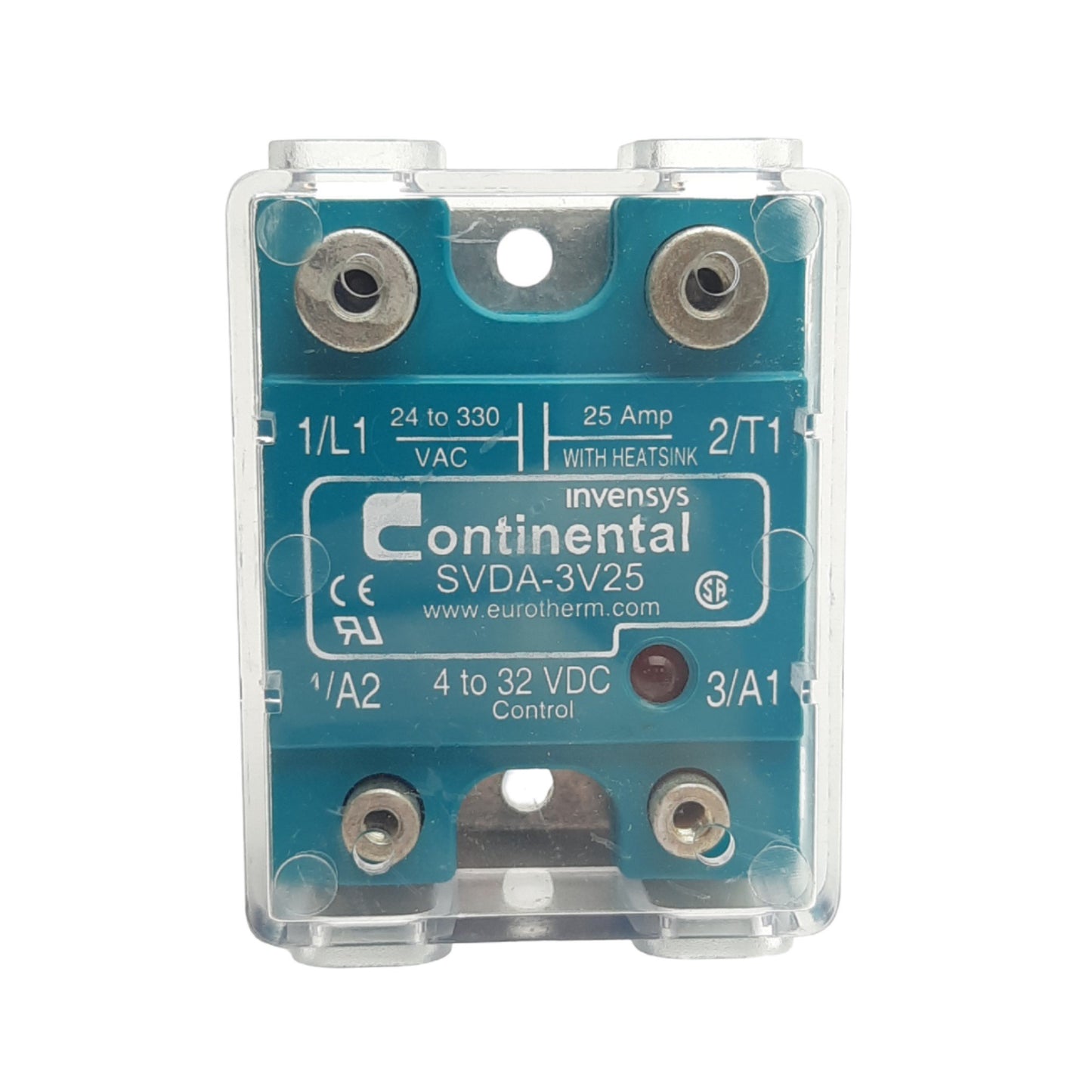 New Continental SVDA-3V25 Solid State Relay 24-330VAC, 25A, 4-32VDC Control