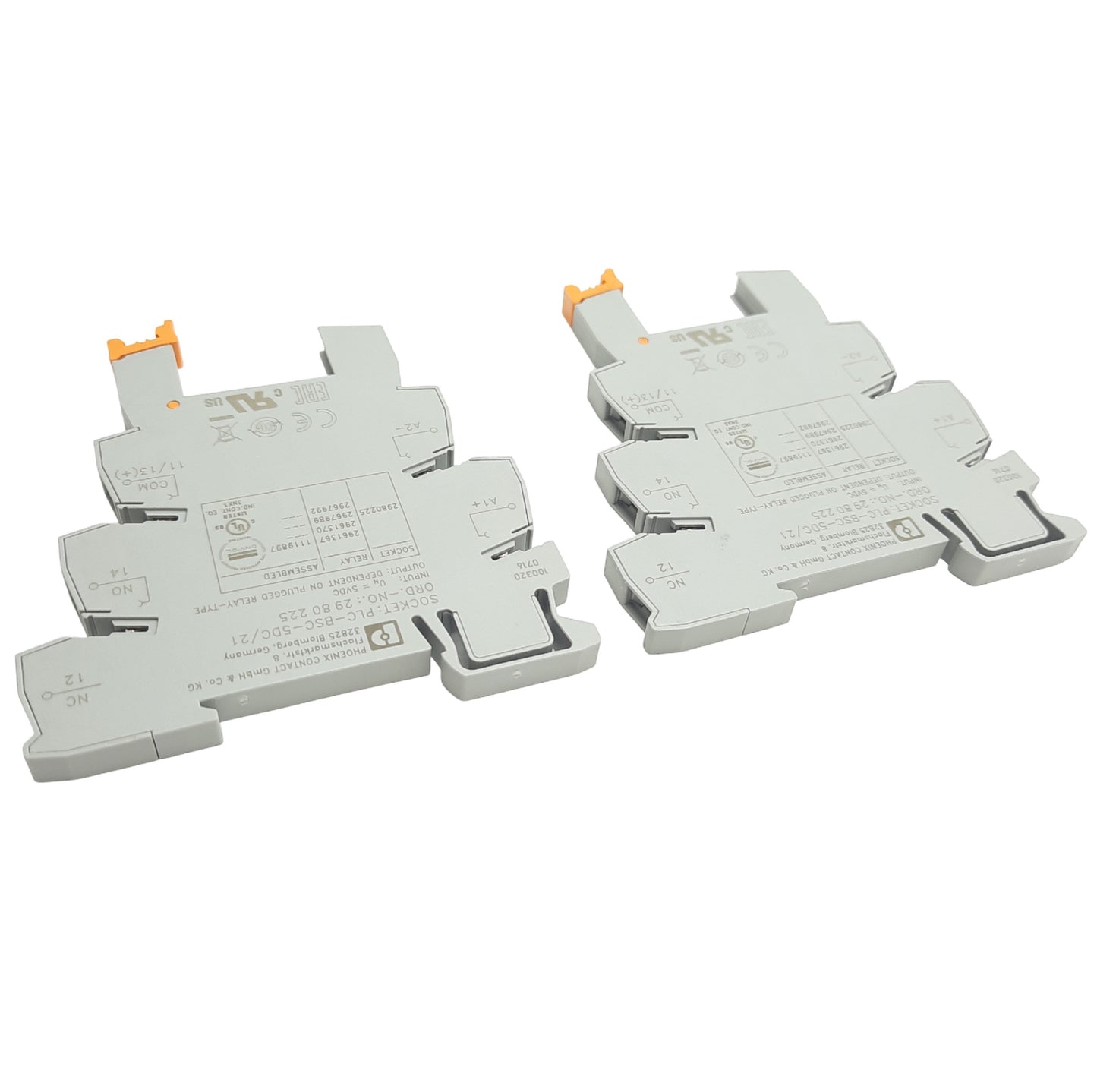 Used Lots of 2 Phoenix Contact PLC-BSC-5DC/21 Relay Base 5VDC Contact Rating