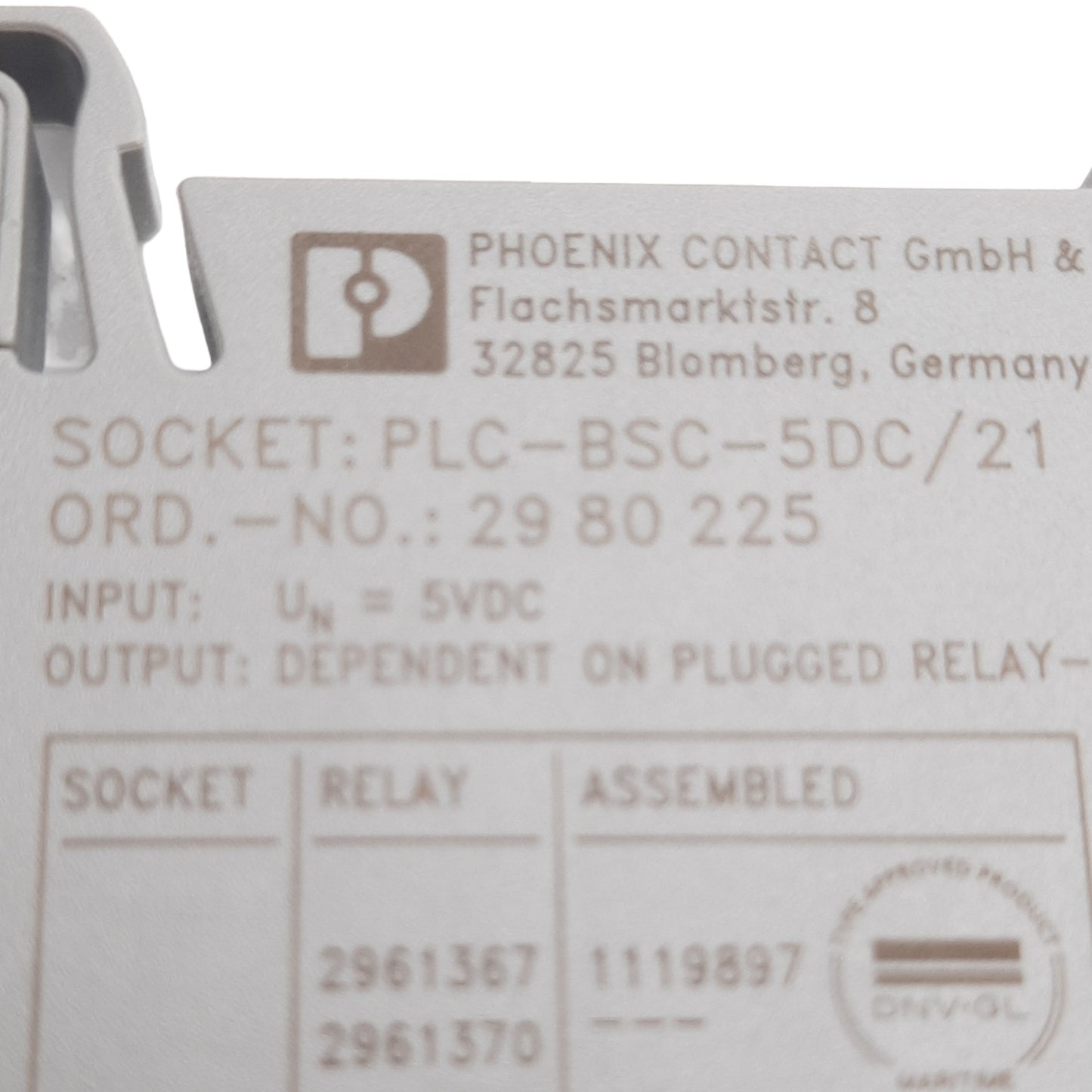 Used Lots of 2 Phoenix Contact PLC-BSC-5DC/21 Relay Base 5VDC Contact Rating