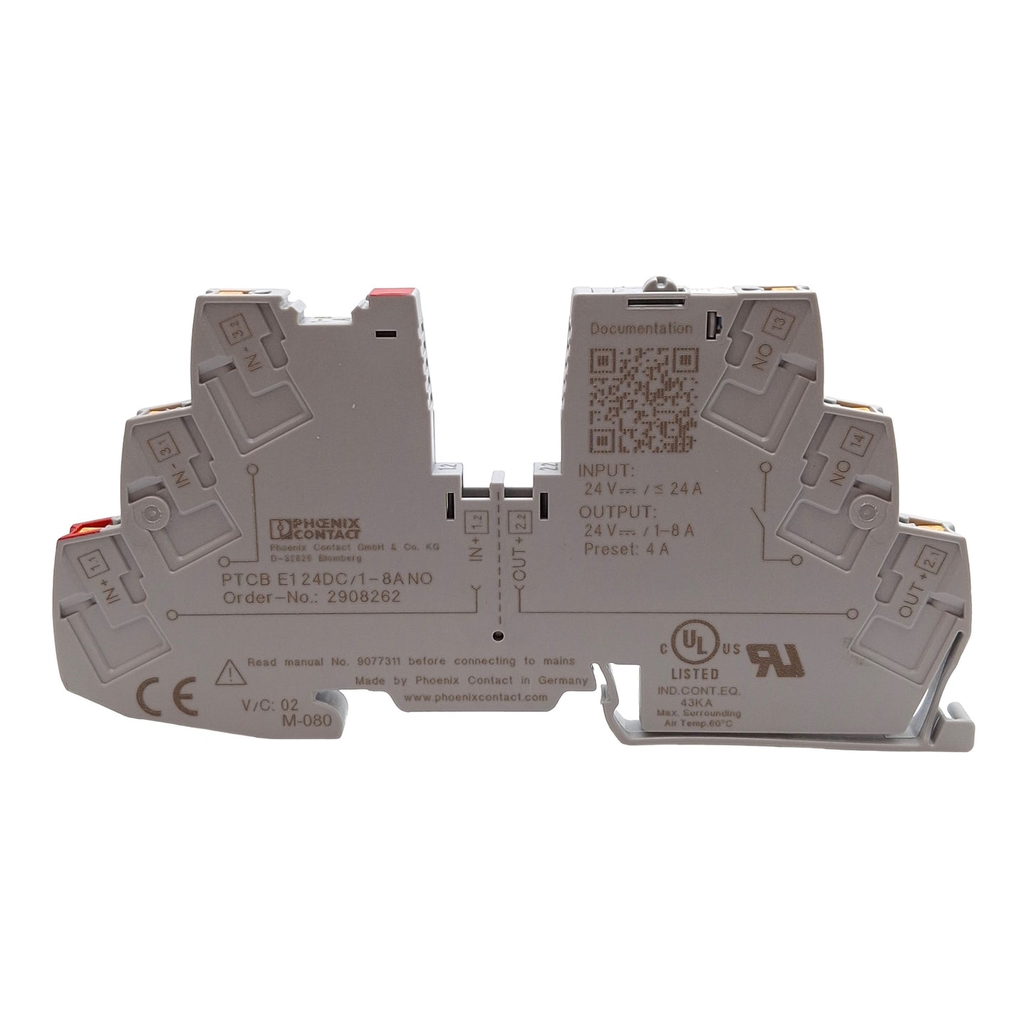 Used Phoenix Contact 2908262 Electronic Circuit Breaker 6-Position 3-Level 24VDC 1-8A
