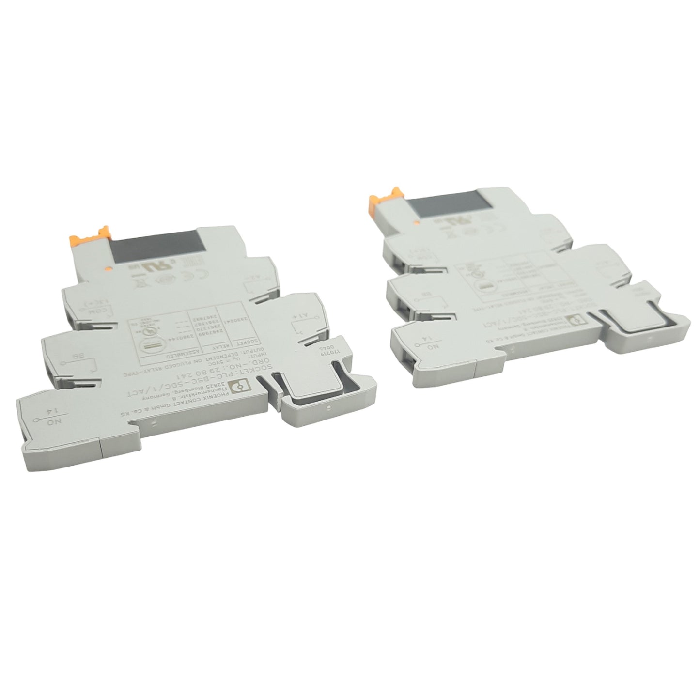 Used Lot of 2 Phoenix Contact PLC-BSC-5DC/1/ACT Relay Base 5VDC 9mA, DIN Rail, 1NO