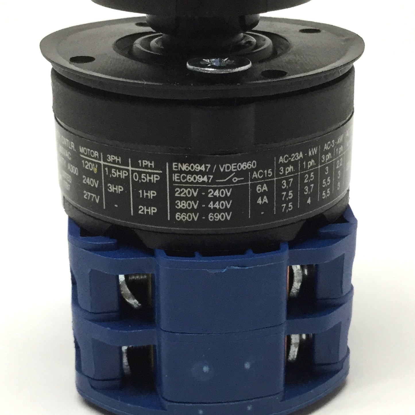 Used Kraus & Naimer CA10.A215 Rotary Control Switch, 2-Pole Spring Return Center, 20A