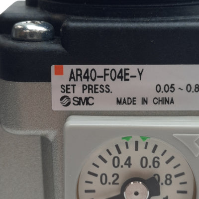 New SMC AR40-F04E-Y Regulator, 1/2"G Port, 0.05~0.85MPa Set, 1.0MPa Max Inlet