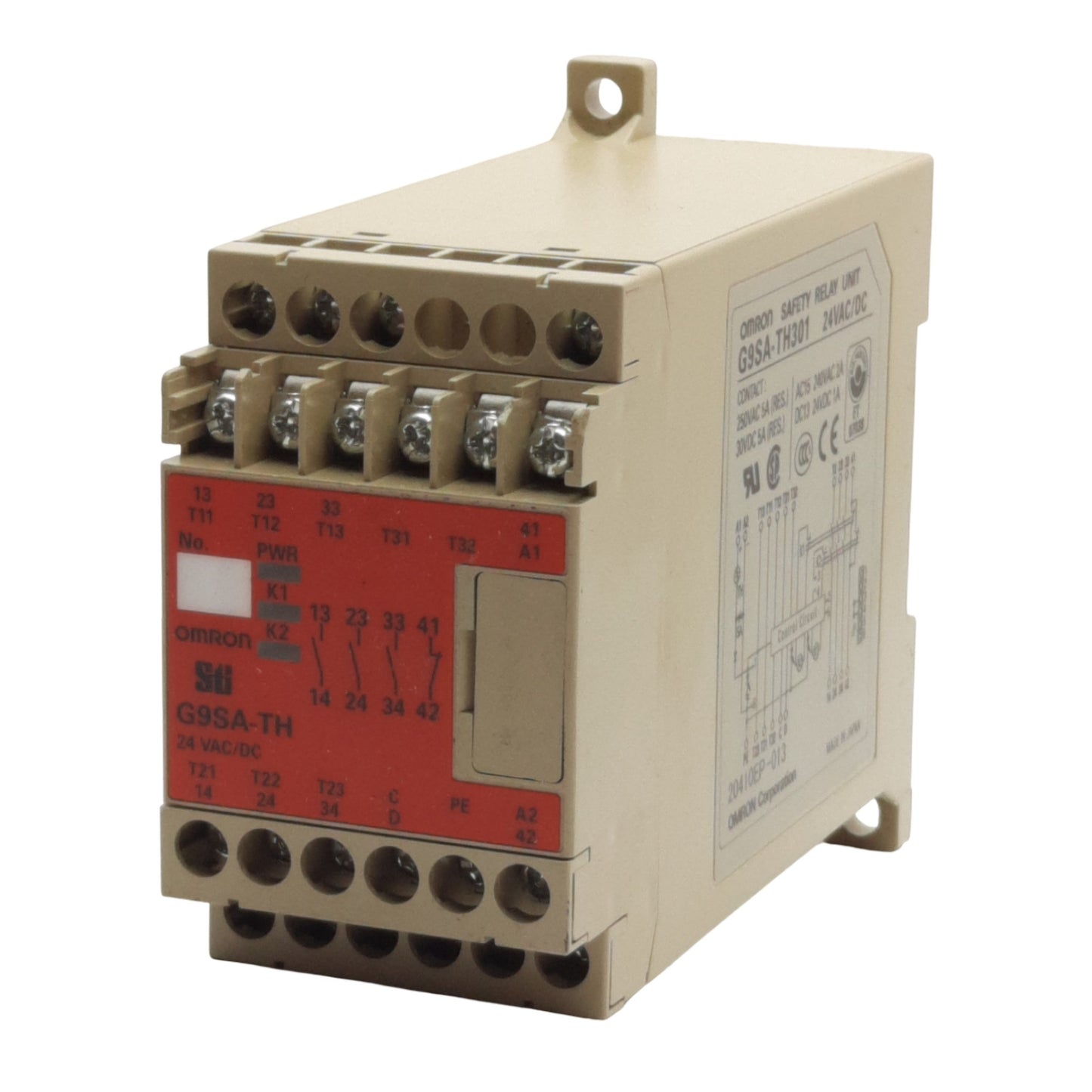 Used Omron G9SA-TH301 STI Safety Relay 3PST-NO Contact, SPST-NC Aux, 24VAC/DC Rating