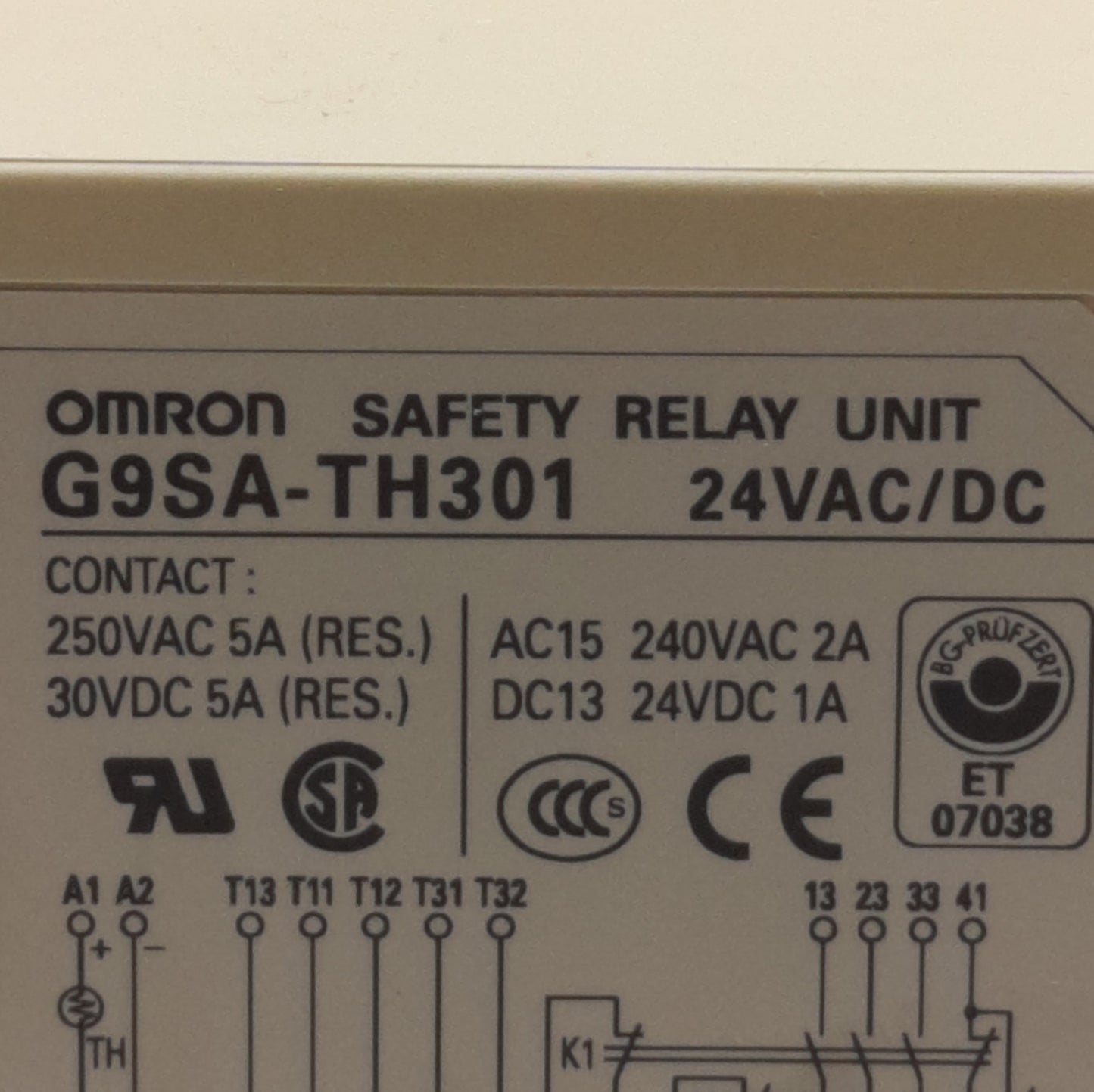 Used Omron G9SA-TH301 STI Safety Relay 3PST-NO Contact, SPST-NC Aux, 24VAC/DC Rating