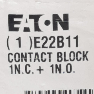 New Eaton E22B11 Pushbutton Contact Block, 1N.O. + 1N.C., 10A 690VAC, 22.5mm