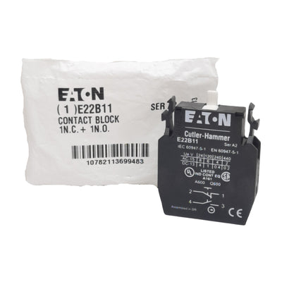New Eaton E22B11 Pushbutton Contact Block, 1N.O. + 1N.C., 10A 690VAC, 22.5mm