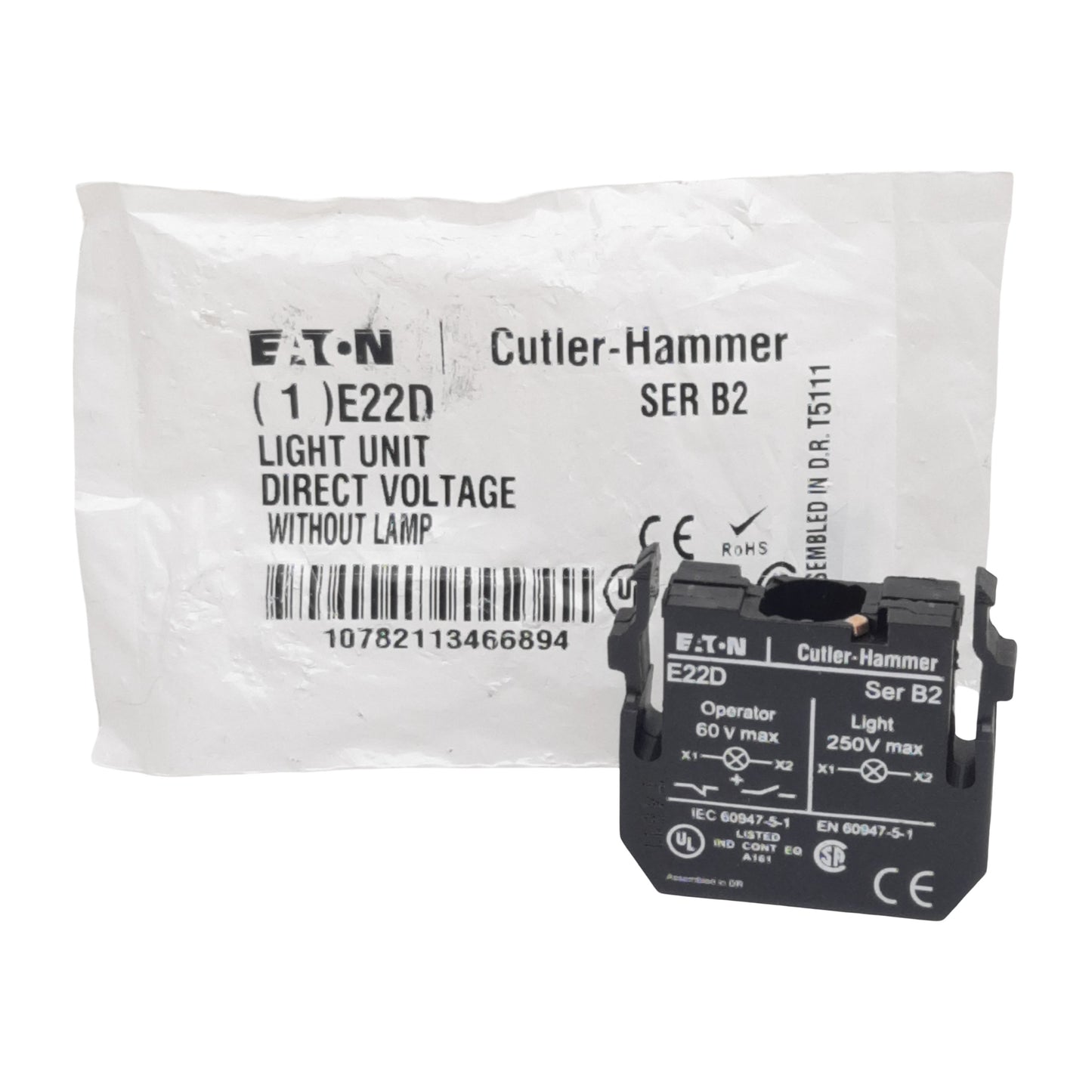 New Eaton Cutler Hammer E22D Pushbutton Operator Light Source, BA9, 250VAC Max, 22mm