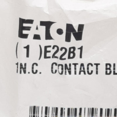 New Eaton E22B1 Pushbutton Contact Block, SPST 1N.C., 6A 110/120VAC, 22.5mm