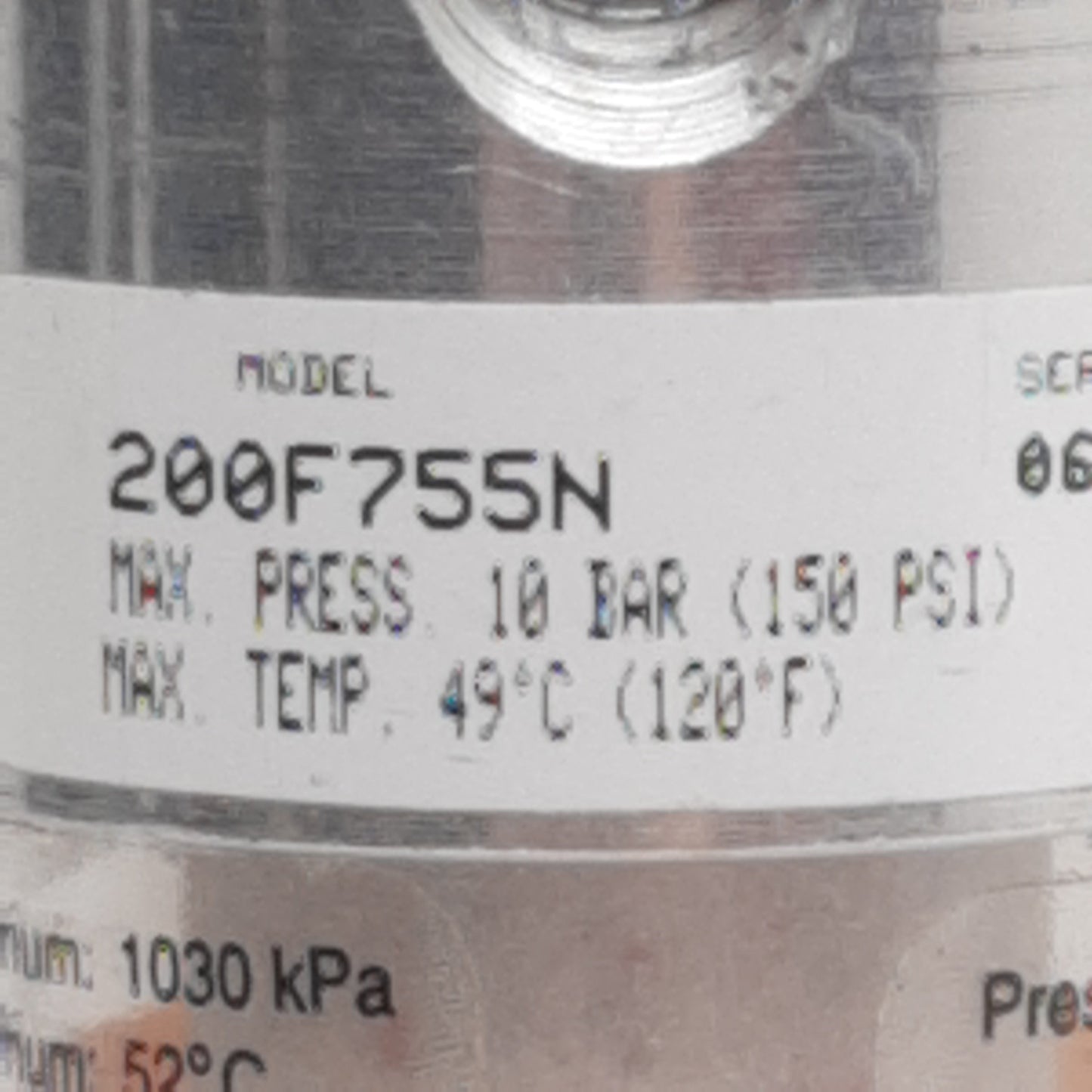 Used Parker Watts 200F755N Filter Regulator, 10bar/150psi Max, 1/4in NPT