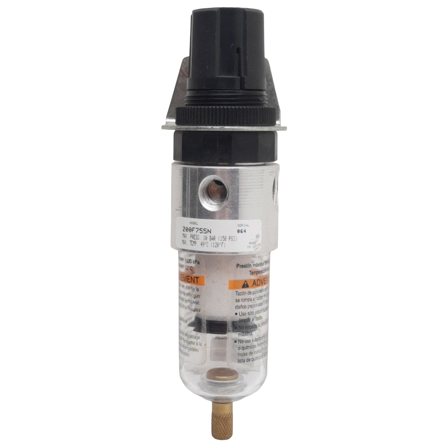 Used Parker Watts 200F755N Filter Regulator, 10bar/150psi Max, 1/4in NPT