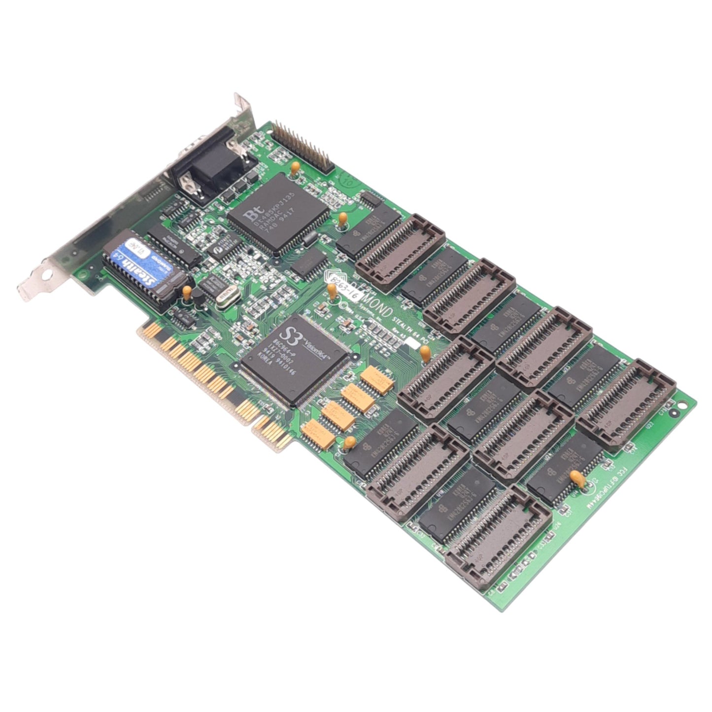 Used Diamond Stealth 64 PCI v1.04H Video Card, S3 Vision964, 4MB VRAM, VGA, PCI