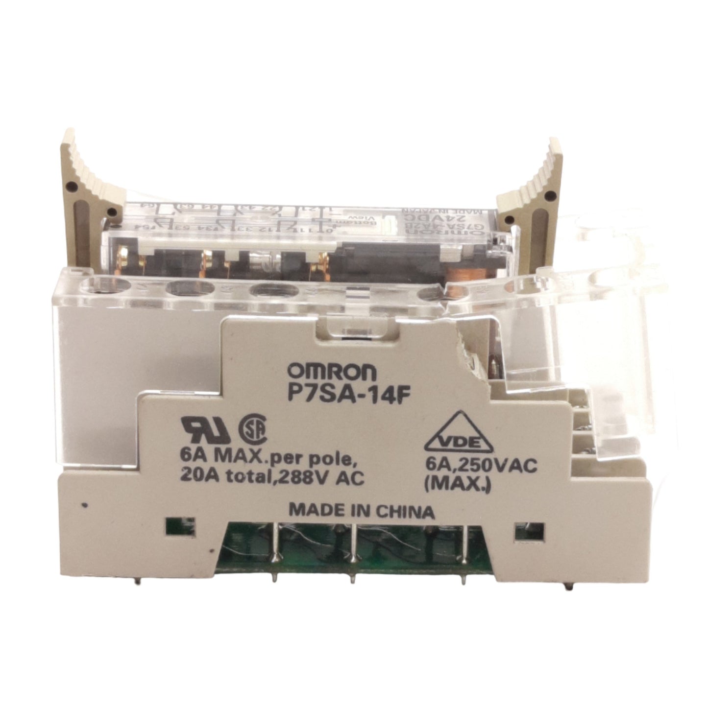 Used Omron STI G7SA-4A2B Safety Relay w/ P7SA-14F Socket, 4PST-NO/DPST-NC, 24VDC Coil