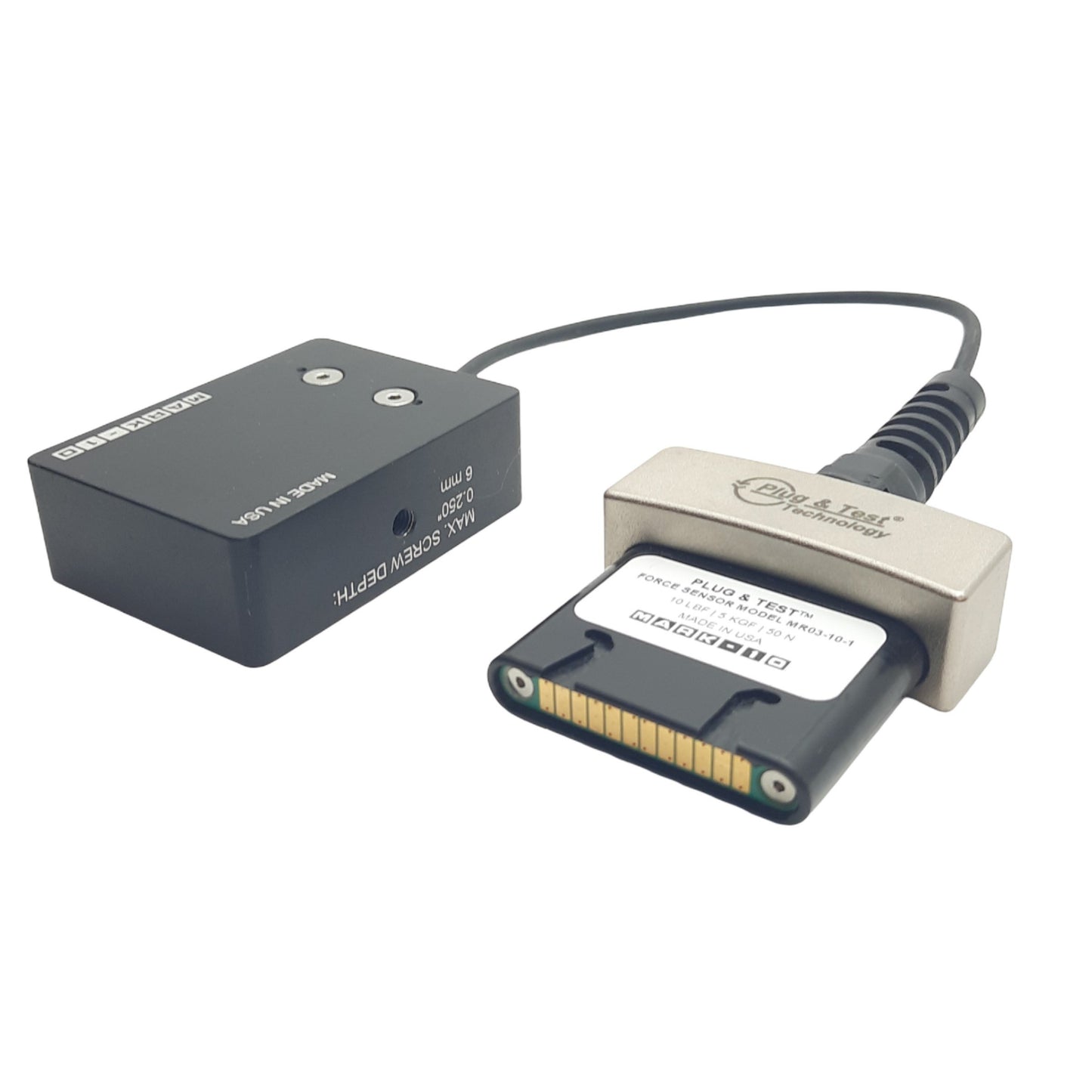 Used Plug and Test MR03-10-1 Force Sensor Model 10lbF Capacity, 0.250in Screw Depth