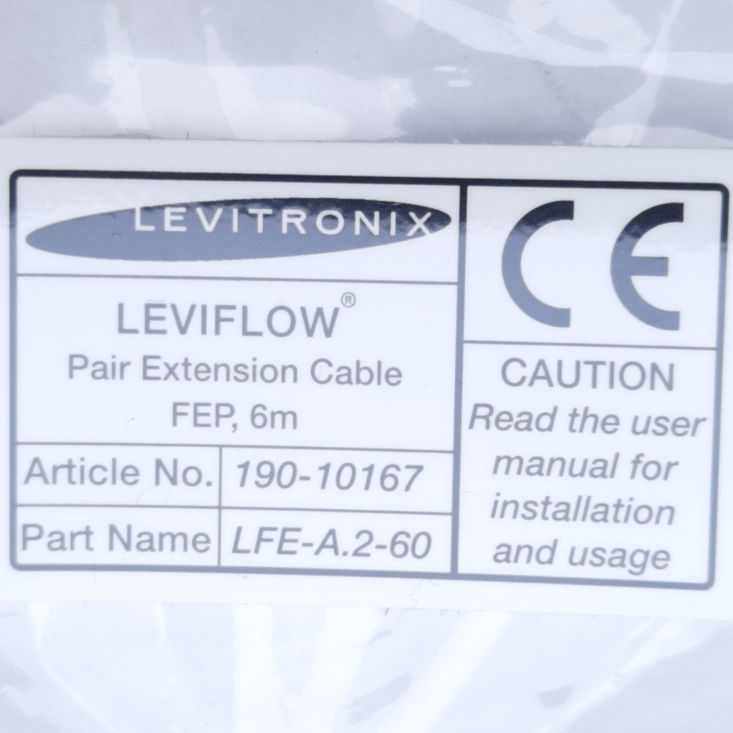 Used Levitronix LFE-A.2-60 Pair of LeviFlow Extension Cable PVDF Female Connector 6m