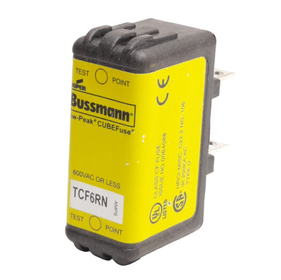 New Eaton TCF6RN Bussman Time Delay Fuse, 6A, 600VAC/300VDC, CF Cube Fuse