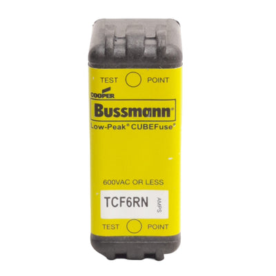 New Eaton TCF6RN Bussman Time Delay Fuse, 6A, 600VAC/300VDC, CF Cube Fuse
