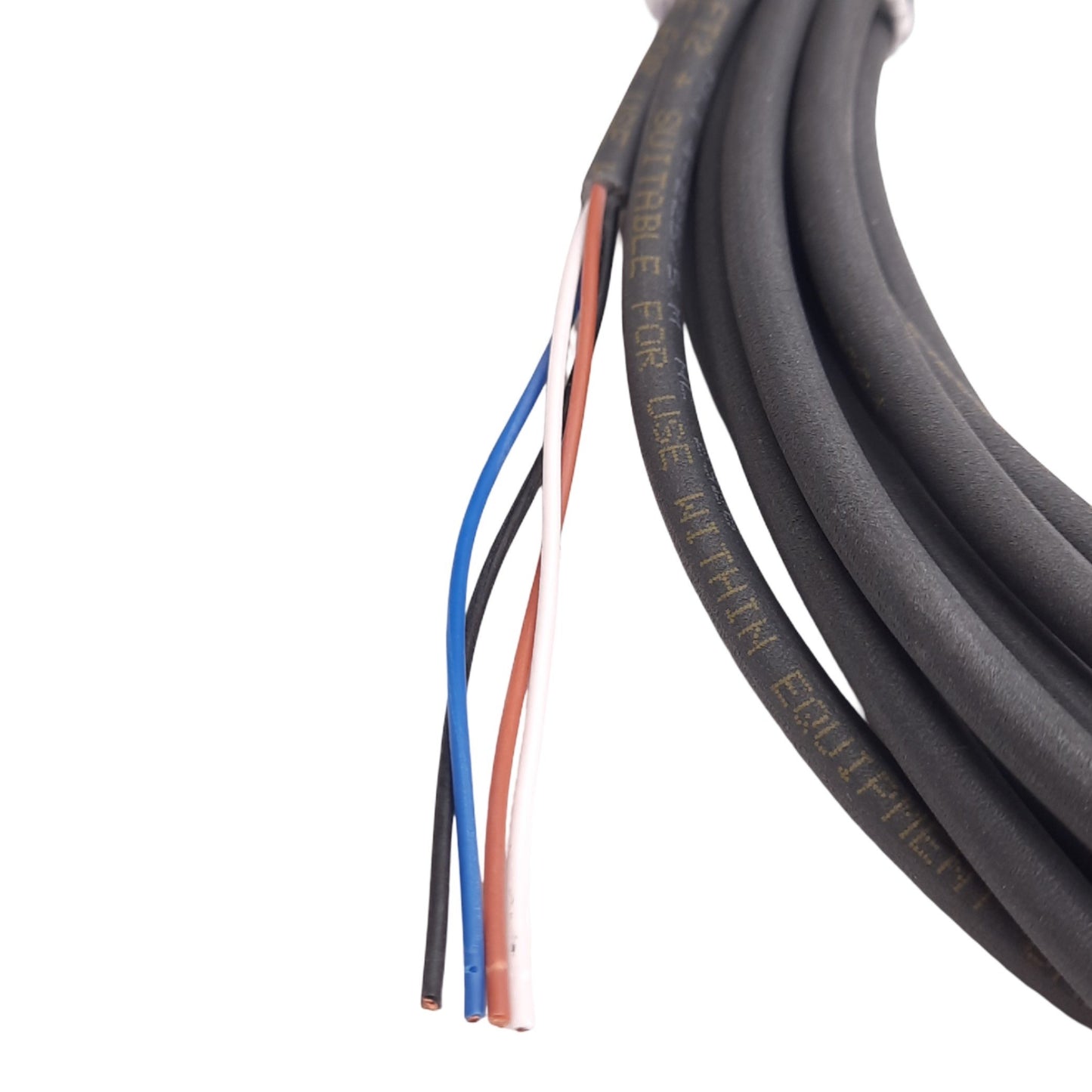 Used IFM E12683-S Cordset, M12 5-P Female to 4-Wire Flying Leads, 300VAC/DC, 15ft