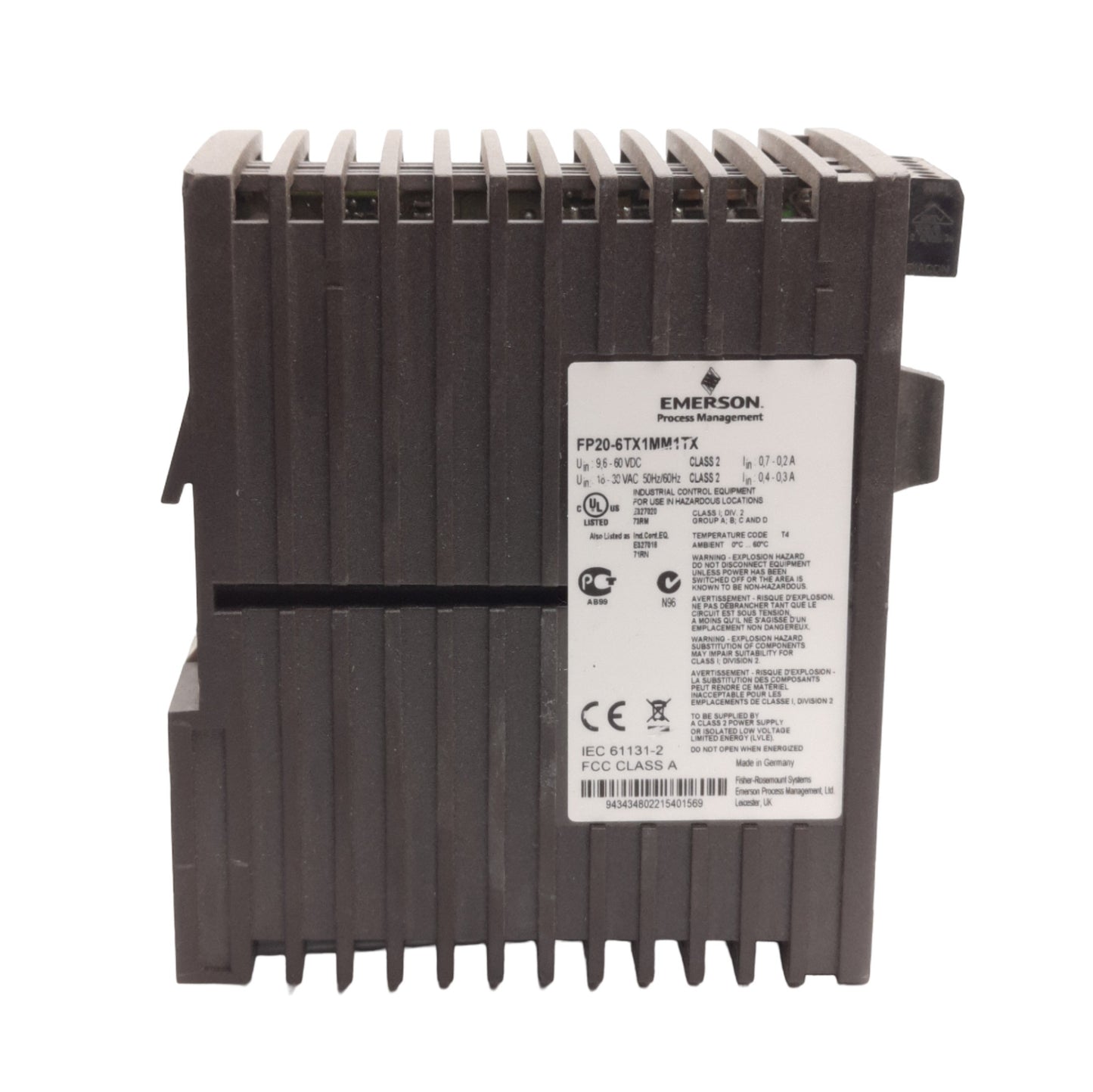 Used Emerson FP20-6TX1MM1TX Delta V Smart Switch, 8-Port Total, 24VDC, RJ45