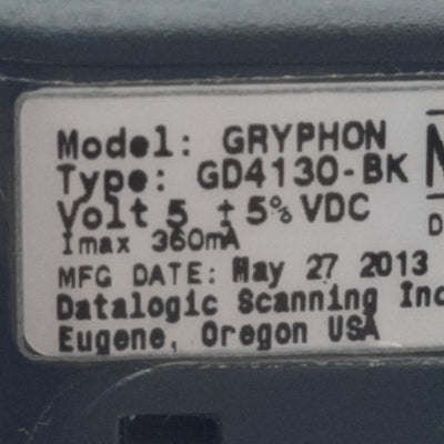 Used Datalogic GD4130-BK Gryphon Handheld Barcode Scanner Reader Imager, 9-Pin Serial