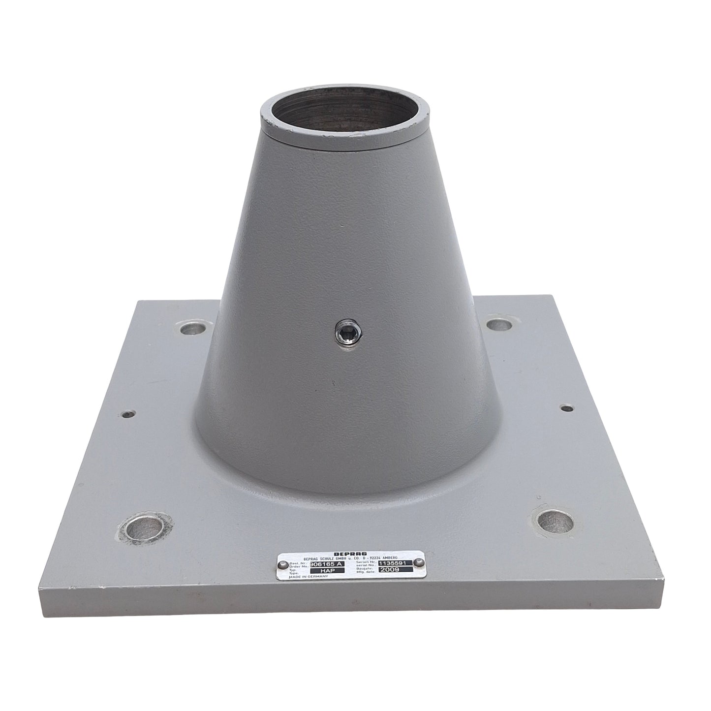 Used Deprag 906165 A Position Control Stand Post Holder, ø50mm ID, 198mm x 198mm Base