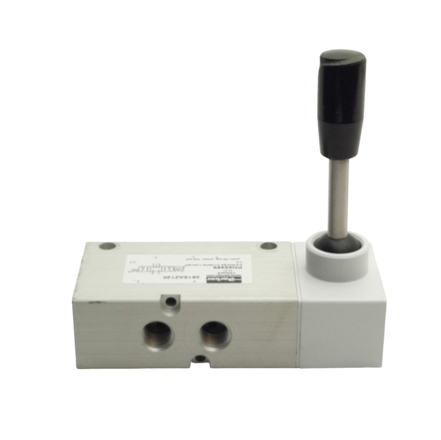 Used Parker PD45486 Manual Lever Valve, 1/4in NPT, 30-145psi, 5 Port 3 Position