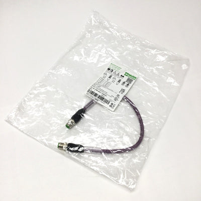 New Murr 7000-44511-7980030 CAT5e Ethernet Cordset M12 4-Pin Male-Male, D-Code, 0.3m