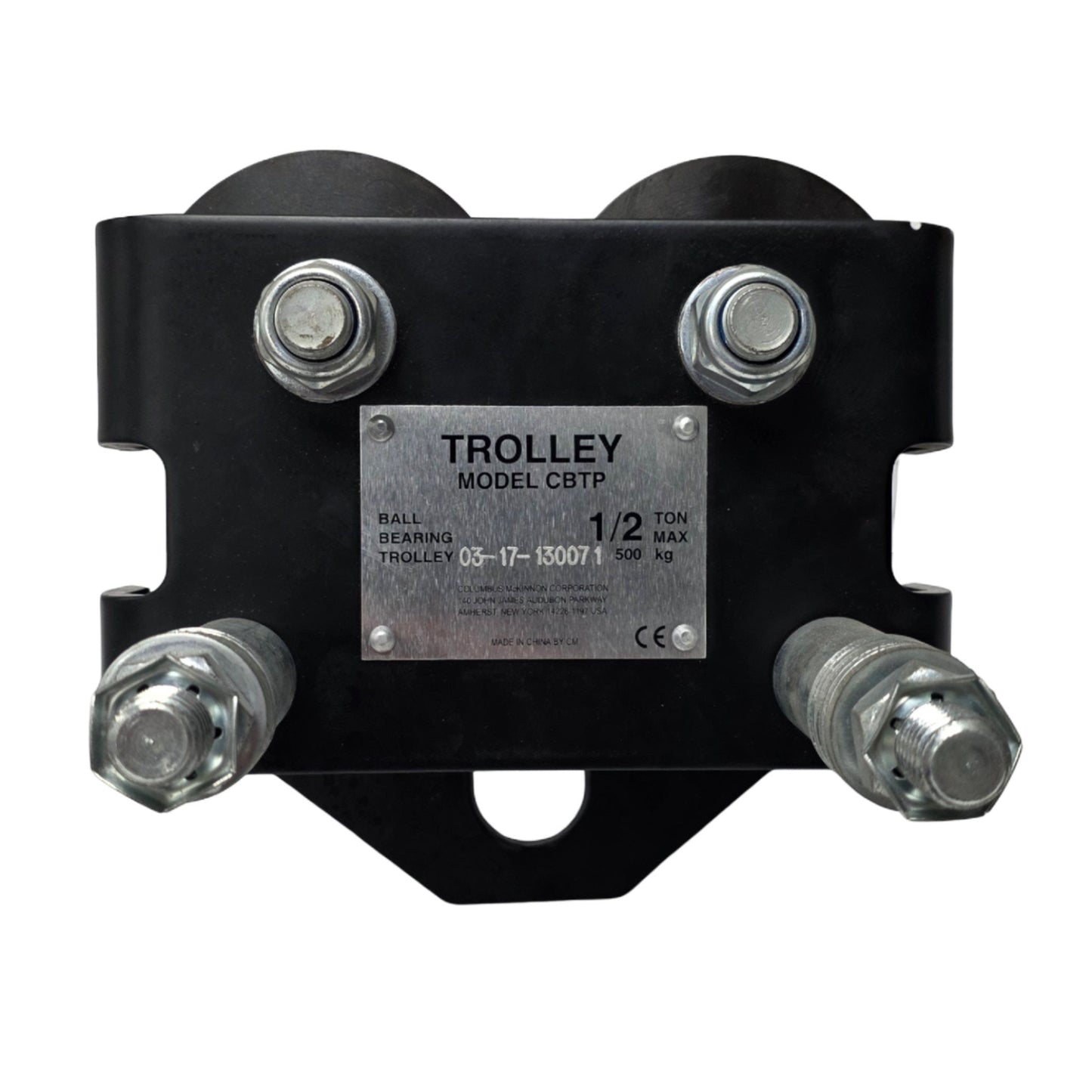 Used Columbus Mckinnon CBTP-0050 1/2 Ton Plain Trolley, 2-8.7" Flange, 4-24" Height