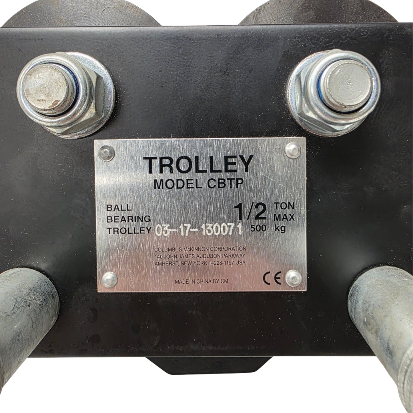 Used Columbus Mckinnon CBTP-0050 1/2 Ton Plain Trolley, 2-8.7" Flange, 4-24" Height